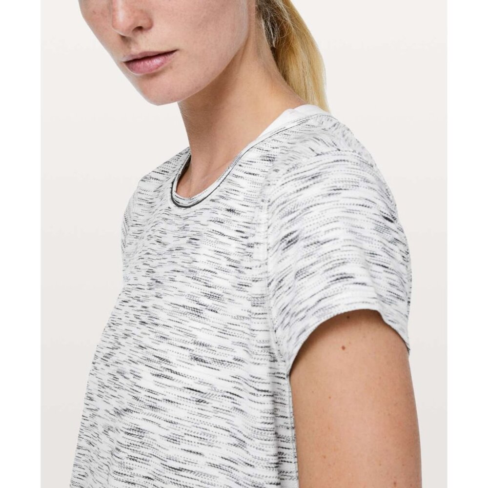 lululemon athletica White and Black Space-Dye Short Sleeve Tee